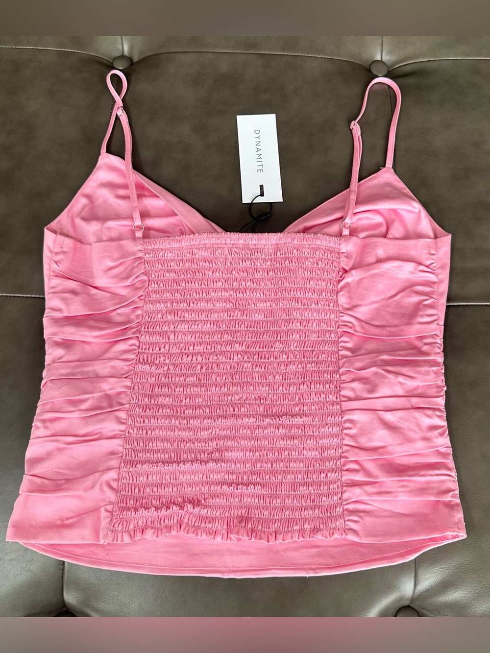 Dynamite Prism Pink Ruched Twist Cami Top NWT XS - Picture 7 of 13